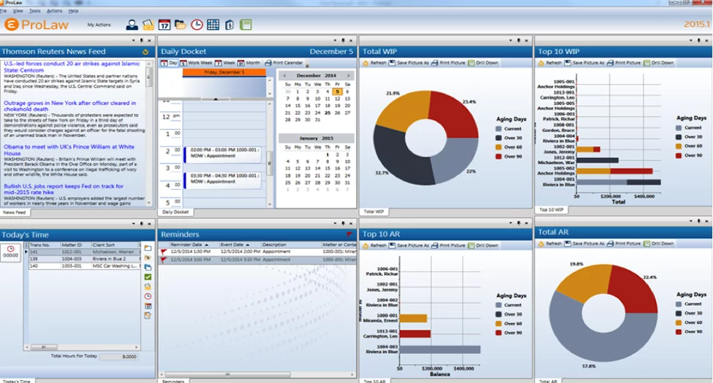 An image of the interface of ProLaw Workspace.