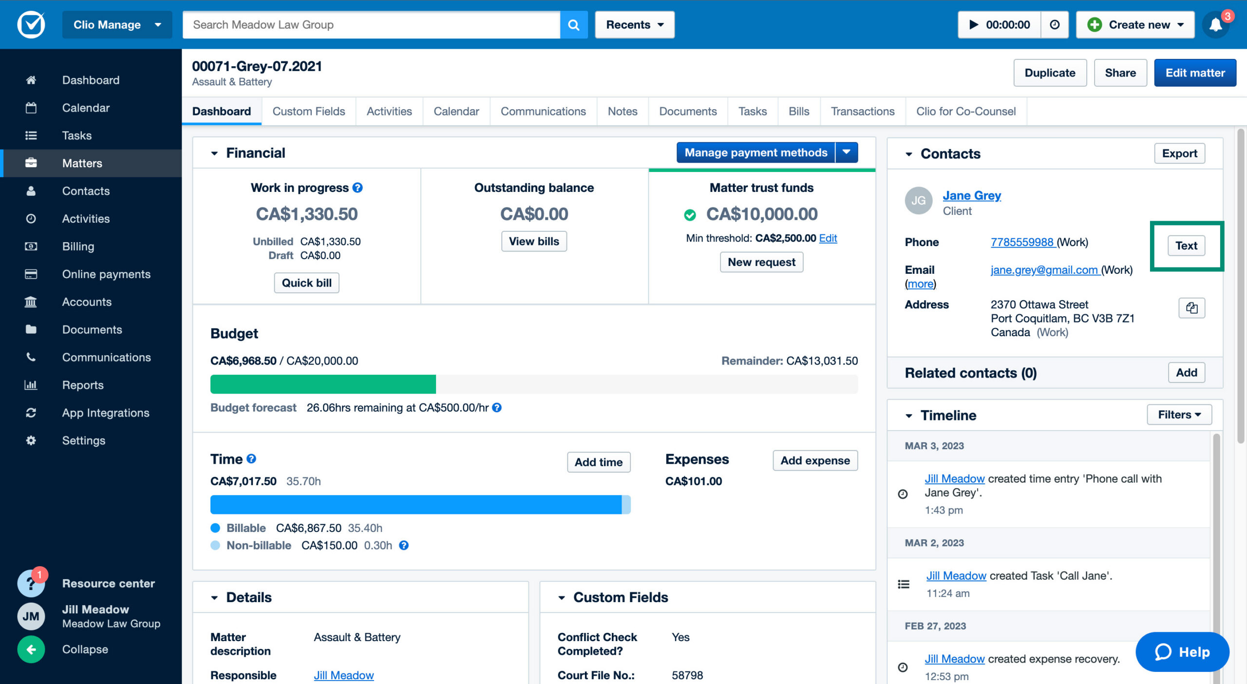 Clio Screenshot – Dashboard Clio Screenshot - Dashboard