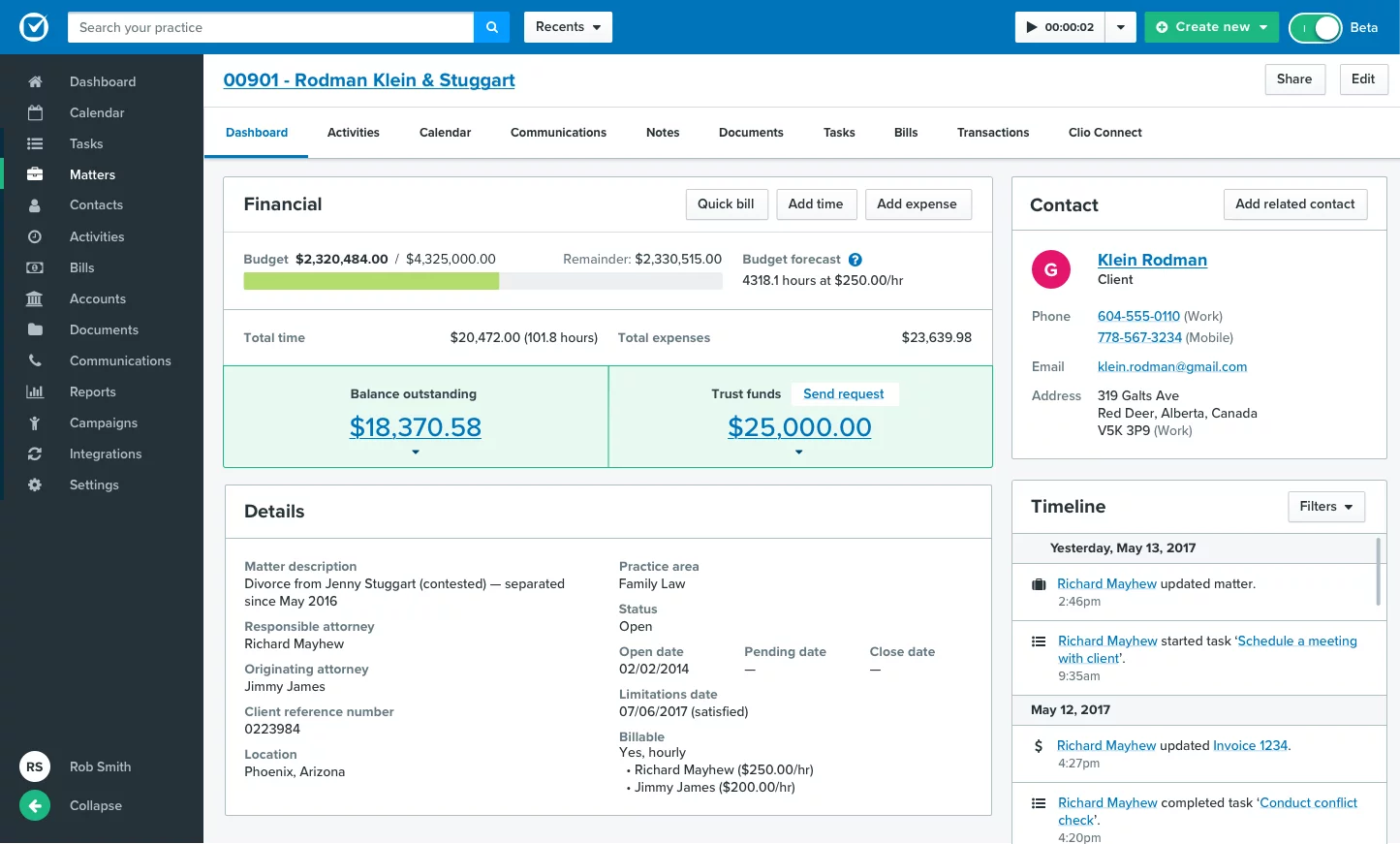 Clio Screenshot – Matters Clio Screenshot - Matters