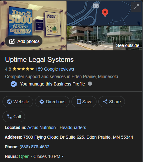 Uptime Legal Google Reviews